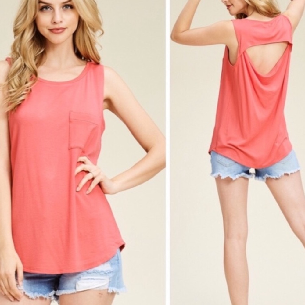 White Birch coral open back top
